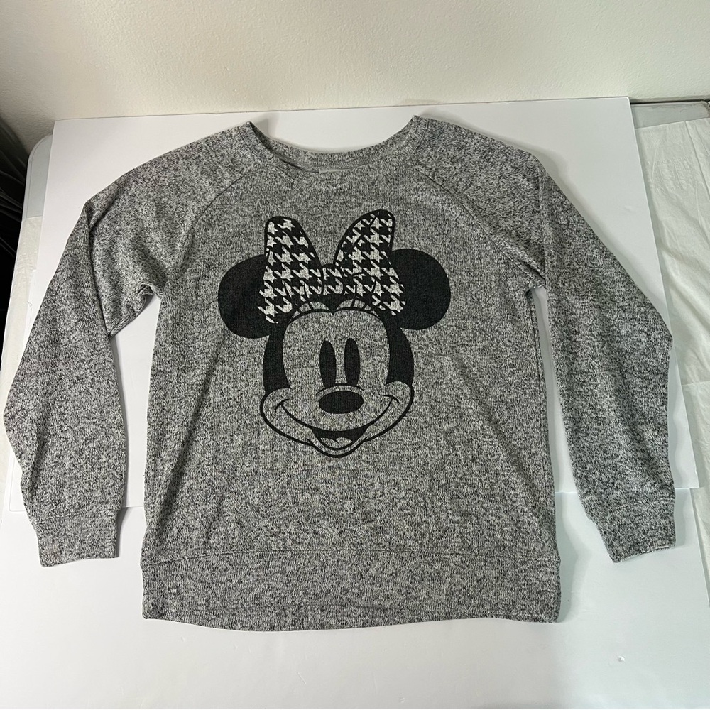 Disney Parks Heather Gray Minnie Mouse Sweater Women’s‎ Med No Size Tag See Pics